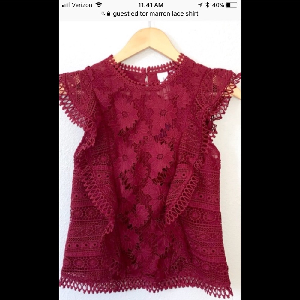 Guest Editor Maroon lace shirt